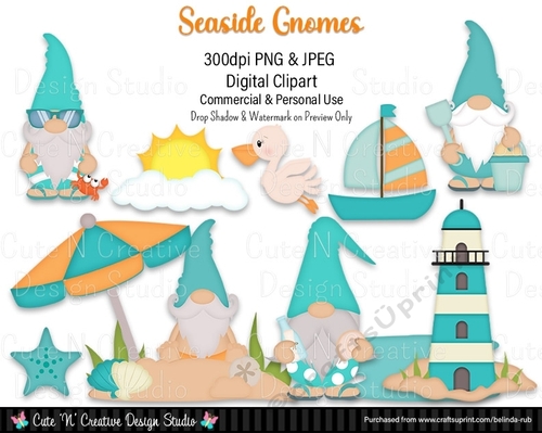 Seaside Gnomes Digital Clip Art Set