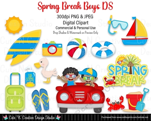 Spring Break Boys DS Digital Clip Art Set