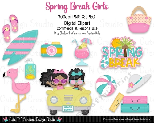 Spring Break Girls DS Digital Clip Art Set