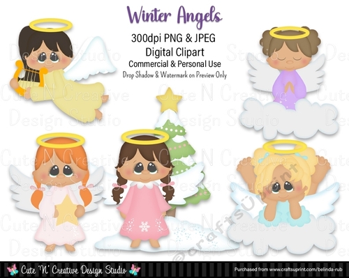 Winter Angels Digital Clip Art Set