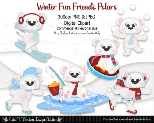 Winter Fun Friends Polars Digital Clip Art Set