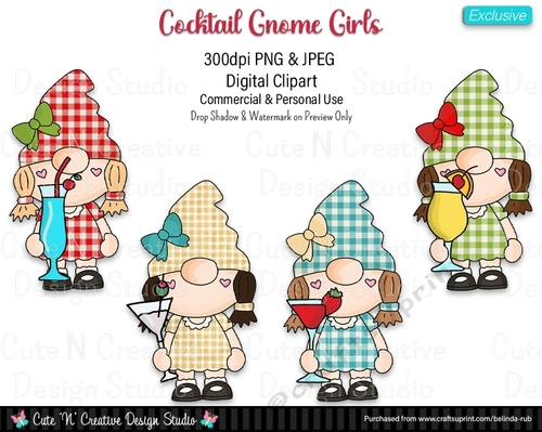 Cocktail Gnome Girls Exclusive Digital Clip Art Set