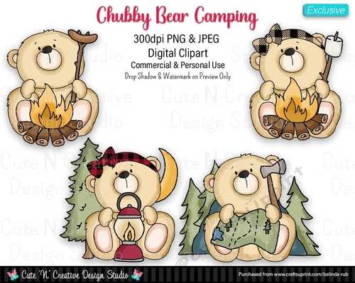 Chubby Bear Camping Exclusive Digital Clip Art Set