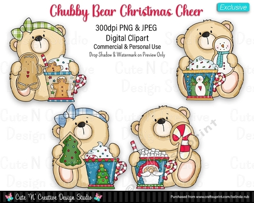 Chubby Bear Christmas Cheer Exclusive Digital Clip Art Set