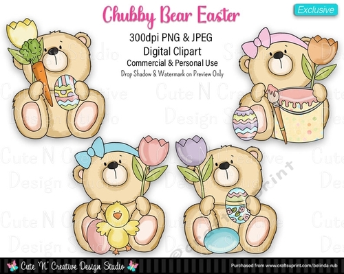 Chubby Bear Easter Exclusive Digital Clip Art Set