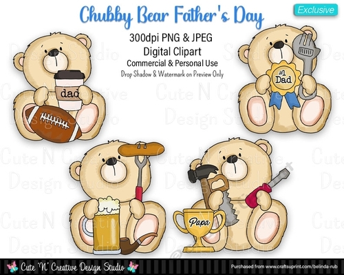 Chubby Bear Fathers Day Exclusive Digital Clip Art Set