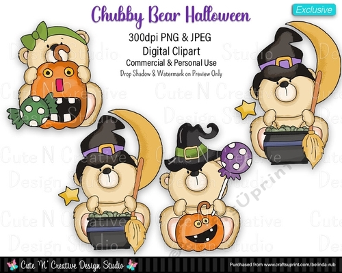 Chubby Bear Halloween Exclusive Digital Clip Art Set