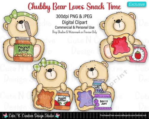 Chubby Bear Loves Snack Time Exclusive Digital Clip Art Set