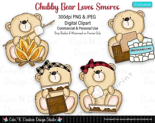 Chubby Bears Loves Smores Exclusive Digital Clip Art Set