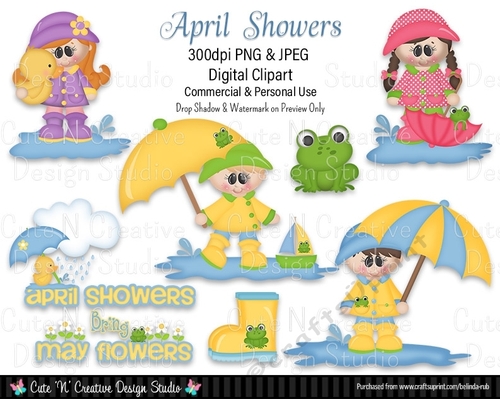 April Showers Digital Clip Art Set
