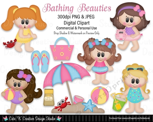 Bathing Beauties Digital Clip Art Set