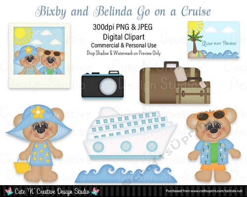 Bixby and Belinda Go on a Cruise Digital Clip Art Set