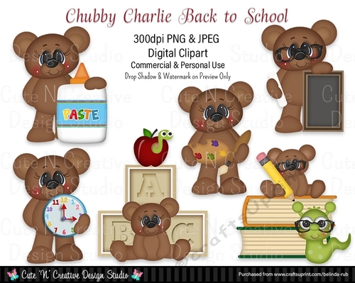 Chubby Charlie Back to School Digital Clip Art Set