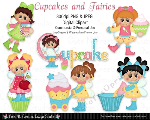 Cupcakes and Fairies Digital Clip Art Set