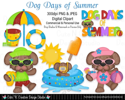 Dog Days of Summer Digital Clip Art Set