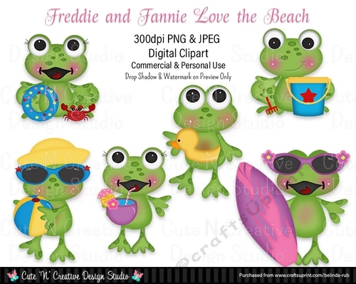 Freddie and Fannie Love the Beach Digital Clip Art Set