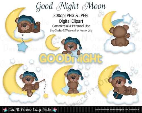 Good Night Moon Digital Clip Art Set