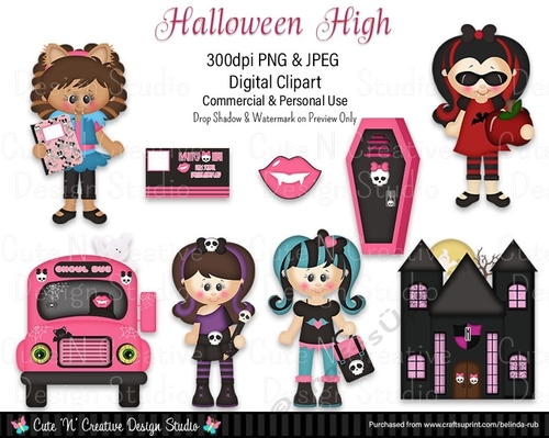 Halloween High Digital Clip Art Set