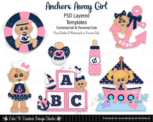 Anchors Away Girl PSD Layered Templates