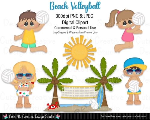 Beach Volleyball Digital Clip Art Set