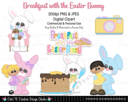 Breakfast with the Easter Bunny Digital Clip Art Set