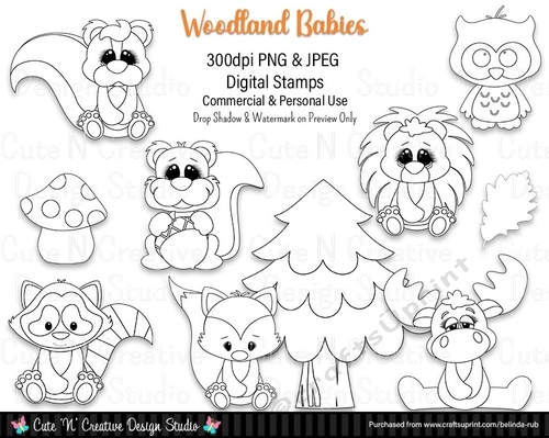 Woodland Babies Digital Stamp Set