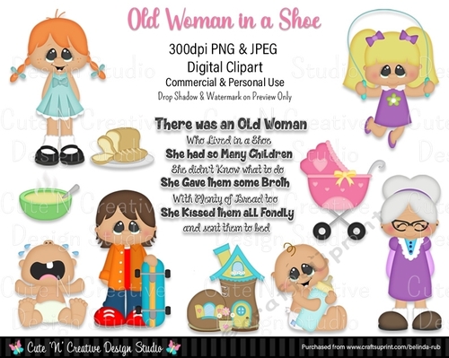 Old Woman in a Shoe Digital Clip Art Set