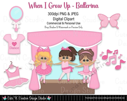 When I Grow Up Ballerina Digital Clip Art Set