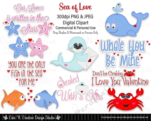 Sea of Love Digital Clip Art Set