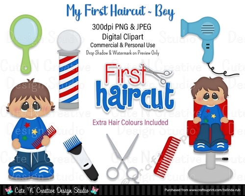 My First Haircut Boy Digital Clip Art Set