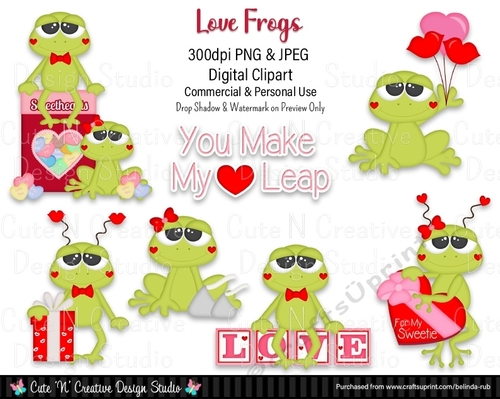 Love Frogs Digital Clip Art Set