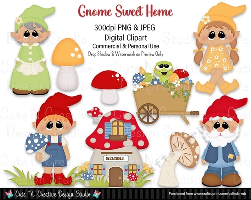 Gnome Sweet Home Digital Clip Art Set