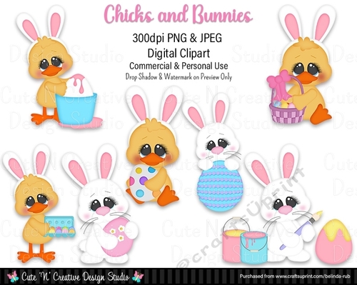 Chicks and Bunnies Digital Clip Art Set