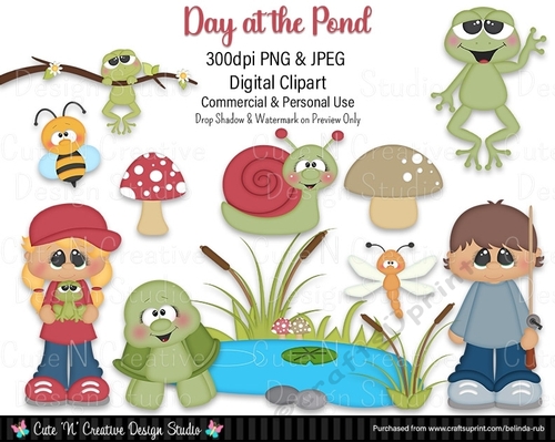 Day at the Pond Digital Clip Art Set