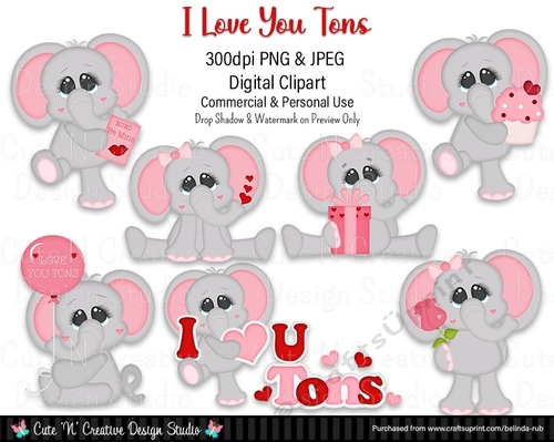 I Love You Tons Digital Clip Art Set