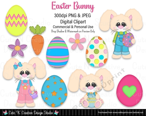 Easter Bunny2 Digital Clip Art Set