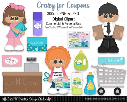 Crazy for Coupons Digital Clip Art Set