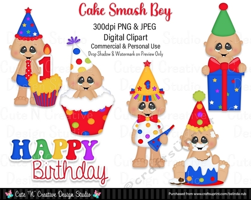 Cake Smash Boy Digital Clip Art Set