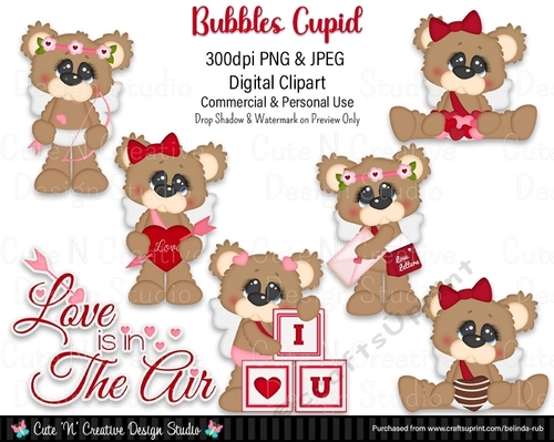 Bubbles Cupid Digital Clip Art Set