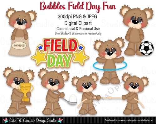 Bubbles Field Day Fun Digital Clip Art Set