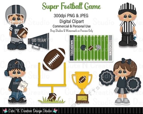 Super Football Game Digital Clip Art Set