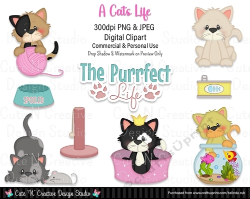 A Cats Life Digital Clip Art Set
