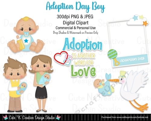 Adoption Day Boy Digital Clip Art Set