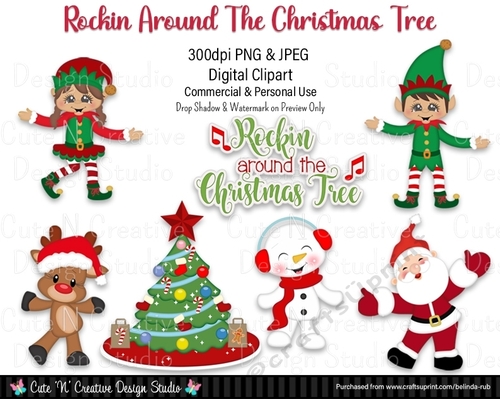 Rockin Around the Christmas Tree Digital Clip Art Set