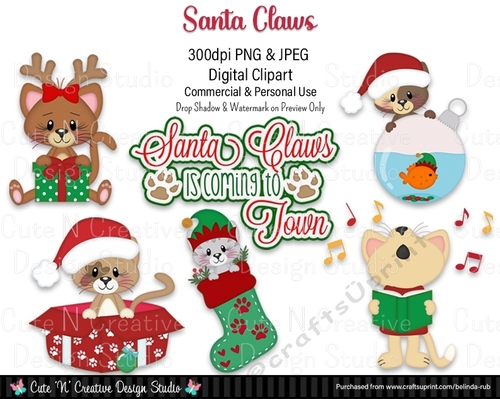 Santa Claws Digital Clip Art Set