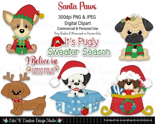 Santa Paws Digital Clip Art Set