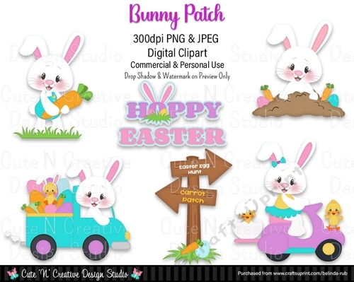 Bunny Patch Digital Clip Art Set