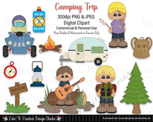 Camping Trip Digital Clip Art Set