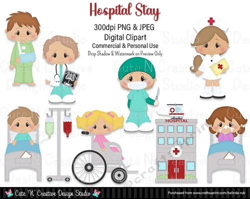 Hospital Stay 2 Digital Clip Art Set