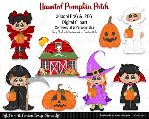 Haunted Pumpkin Patch Digital Clip Art Set